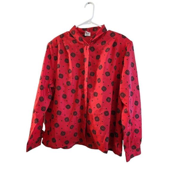 Pykettes size 20 red blouse long sleeve button up - Picture 2 of 10